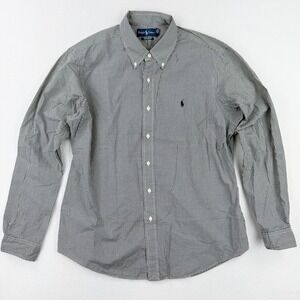 Polo Ralph Lauren Custom Fit Long Sleeve Button Shirt Mens XL Black White Check‎